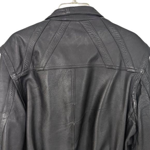 Vintage Leather Bomber Jacket Mens Sz M Aviator Flight Jacket 80s 90s Black - Picture 4 of 15